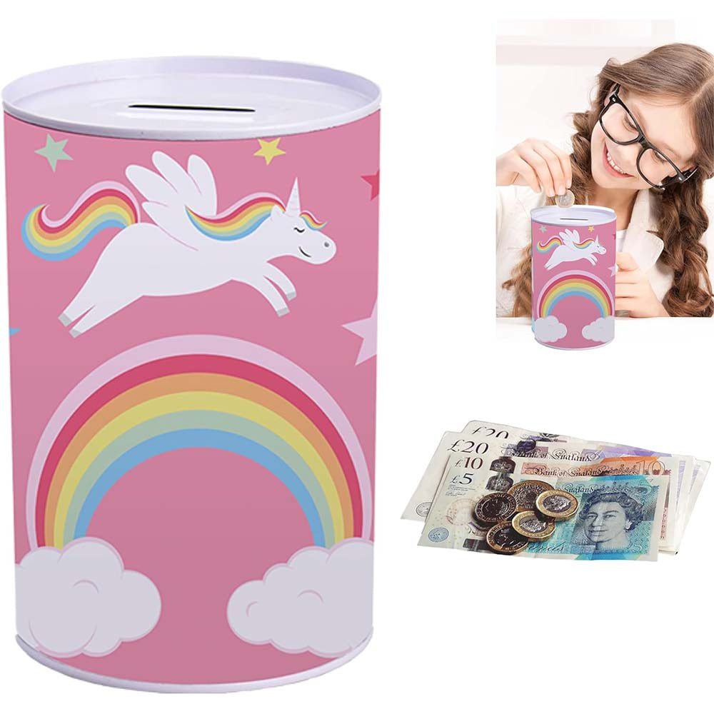 14.5cm Metal Girls Money Tin-Unicorn Design